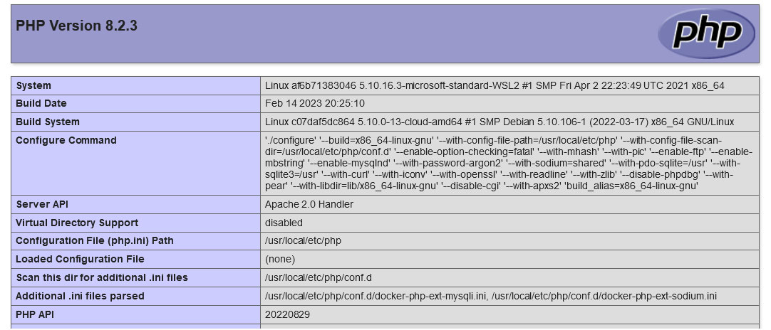 phpinfo() para obtener información detallada sobre la configuración de PHP