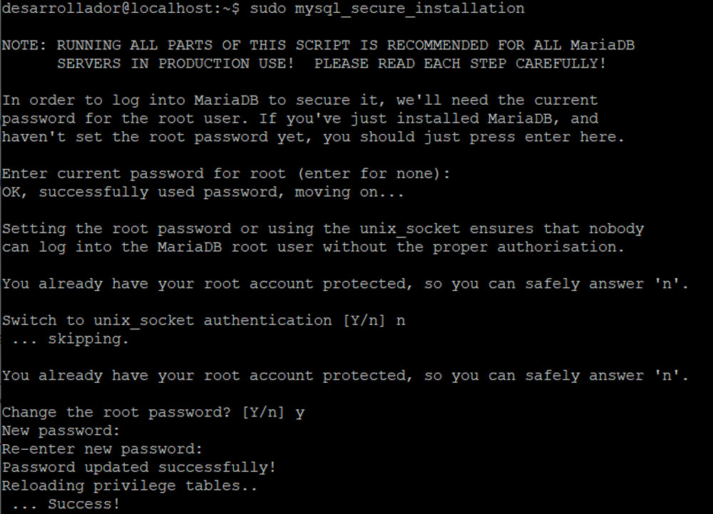 Asegura tu base de datos MySQL con mysql_secure_installation